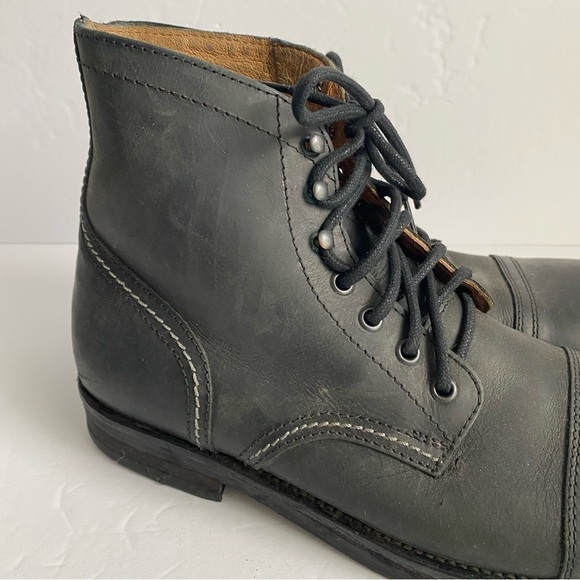 Hawkins Combat Boots Black Leather Lace Up Shoes Outdoor Military Mens 41 US 8 - Picture 4 of 14